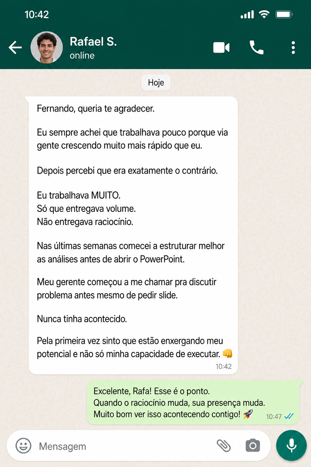 Depoimento de participante 1