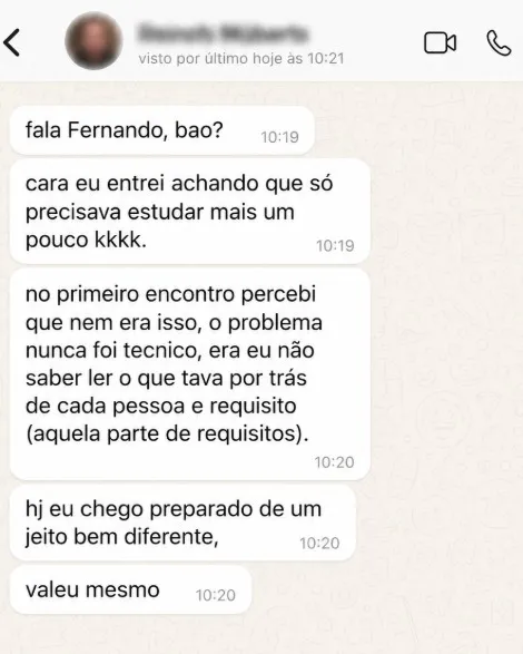 Depoimento de participante 1